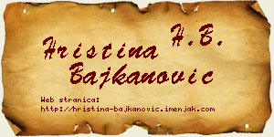Hristina Bajkanović vizit kartica